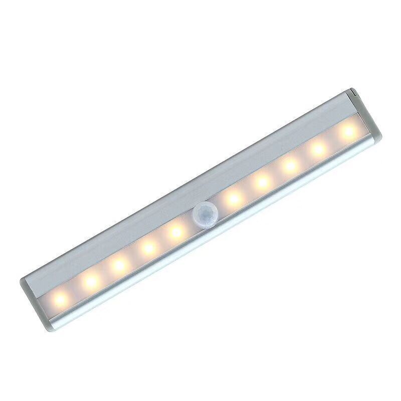 Motion Sensor Mini Smart Magnetic Battery Operated Adhesive Sticker Aluminum 10 LED Under Cabinet Light Battery