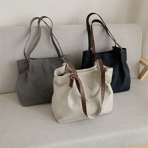 New Style Customized Color Durable Shopping Canvas Bag Reusable Canvas Tote Bag With Leather Handle