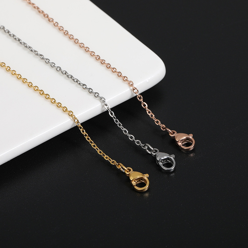 Wholesale Chains Jewelry Basic Regular Chain Necklace 1.5mm/2mm/2.5mm Stainless Steel Flat Oval Rolo Link Chains