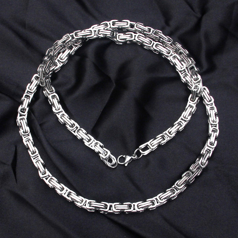 Classic Mens Byzantine Chain Necklaces Wholesale Hypoallergenic Stainless Steel 5mm King Chain Necklace For Men