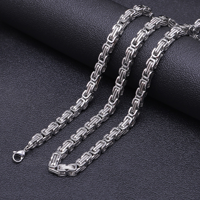 Classic Mens Byzantine Chain Necklaces Wholesale Hypoallergenic Stainless Steel 5mm King Chain Necklace For Men