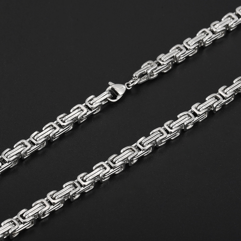 Classic Mens Byzantine Chain Necklaces Wholesale Hypoallergenic Stainless Steel 5mm King Chain Necklace For Men