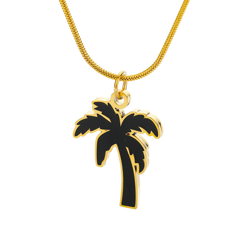 Funny Summer Party Jewelry Wholesale 18K Gold Plated Enamel Animal Butterfly Elephant Crab Palm Tree Necklace For Women Men