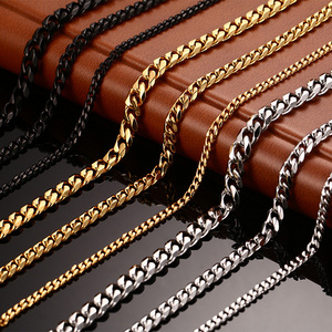 high quality stainless steel diamond cut black/gold/silver cuban link chain necklace for men vintage jewelry