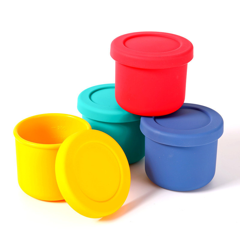 Food Safe Silicone Small Condiment Containers with Lids Reusable Silicone Baking Cups Snack Containers Sauce Cups