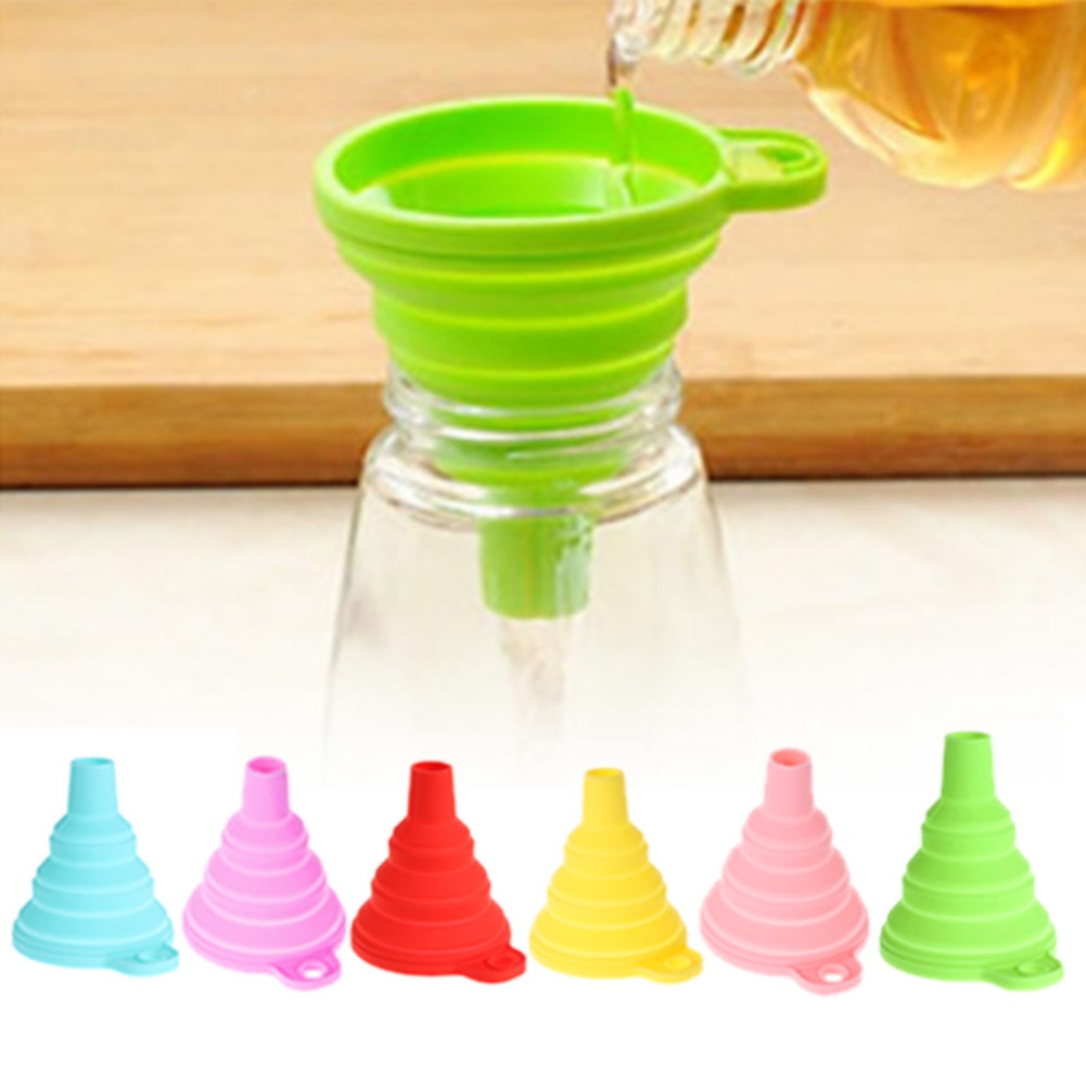 Silicone Foldable Funnel  Folding Portable Funnels Household Liquid Dispensing Kitchen Tools