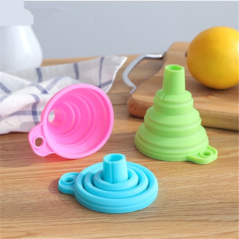 Silicone Foldable Funnel  Folding Portable Funnels Household Liquid Dispensing Kitchen Tools