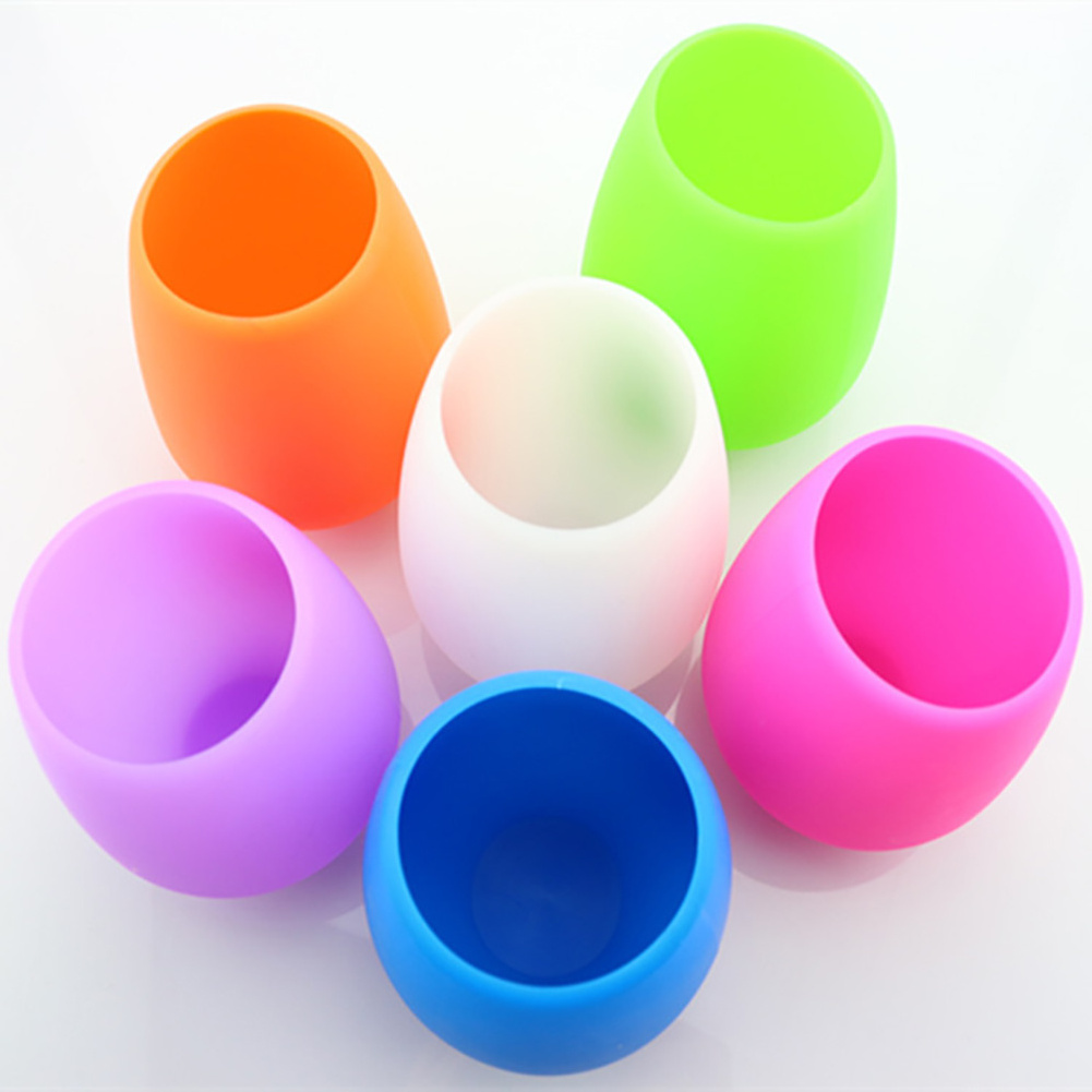 Silicone Wine Glass Drink Cup Water Cup Unbreakable Outdoor Rubber Wine Glass Camping Wine Glasses For Party Travel Pool Picnic