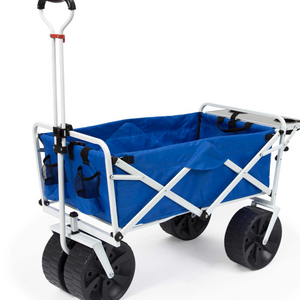 Folding shrink structure collapsible wagon beach wheels big wheels stroller wagon blue yard carts