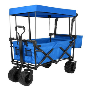 High Quality Outdoor Trailer Folding Aluminum Fishing Beach Hand Trolley Cart Beach Wagon Cart