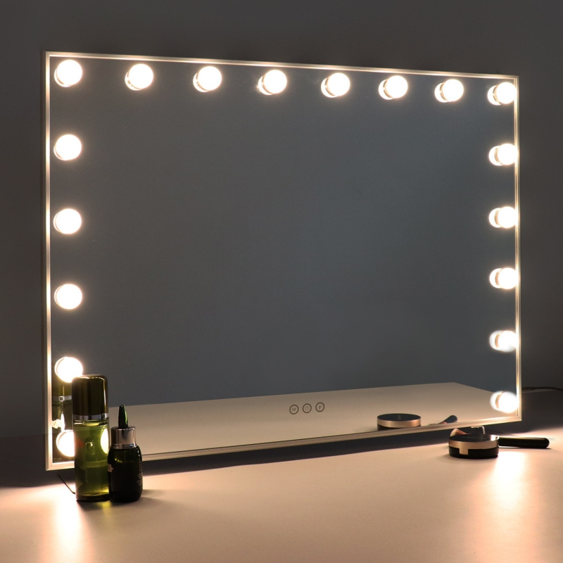 Vanity Mirror Lighted Hollywood Style with Dimmer Bulbs led touch switch three colors desktop makeup mirror round edge bulbs