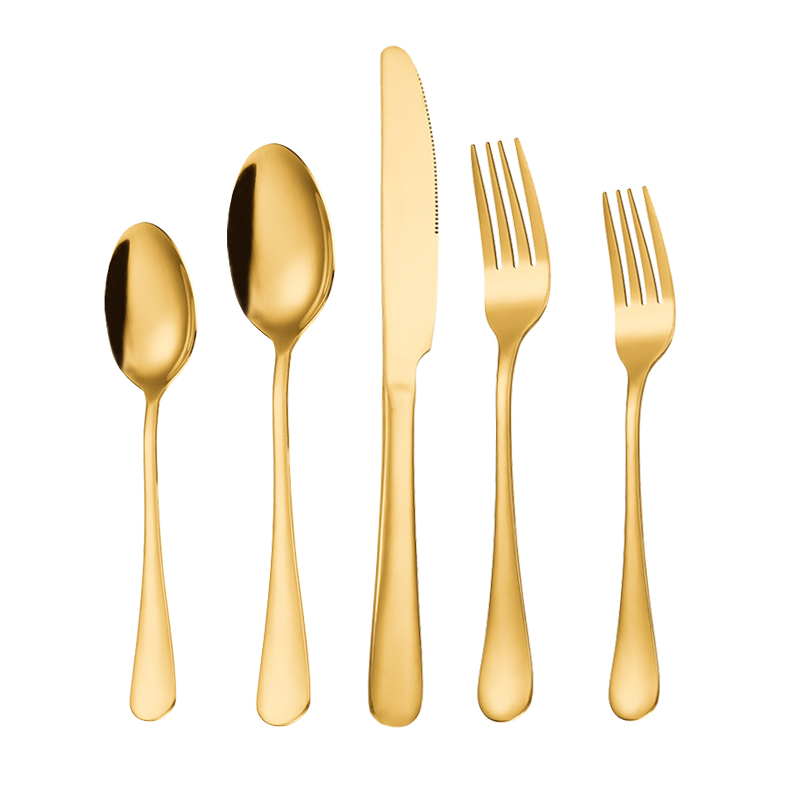 Support customized LOGO Flatware 304(18/10) stainless steel  gold dinner knife spoon fork set cutlery set wholesale