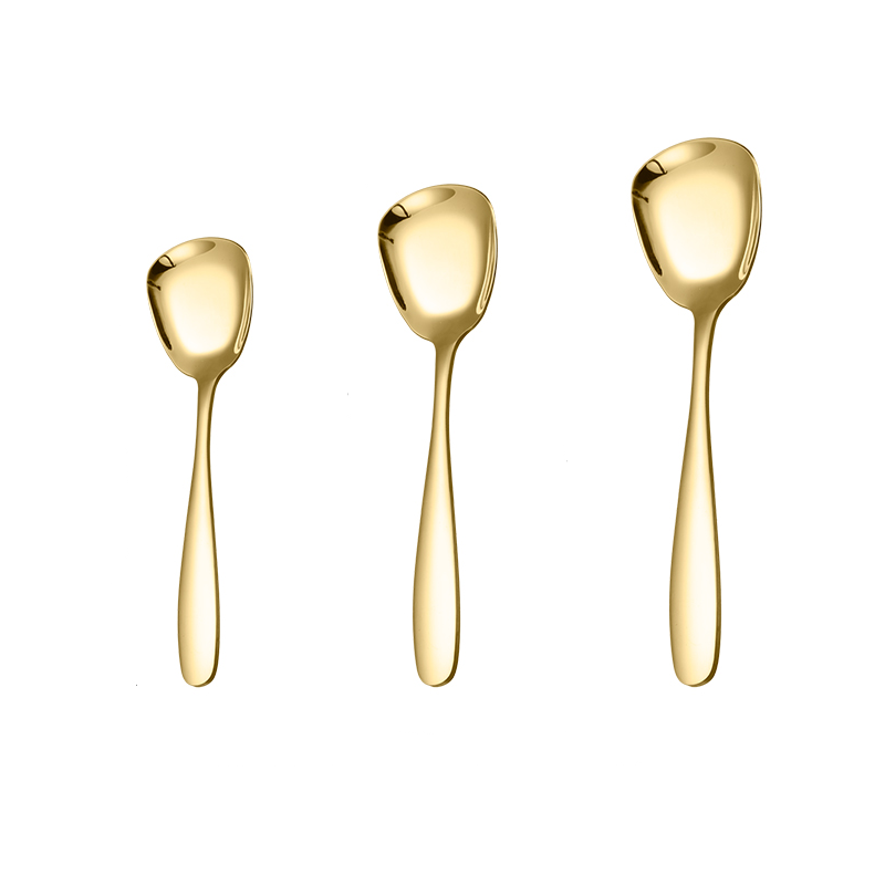 304 stainless steel high quality Flat gold children's dessert kitchen spoon Soup spoon