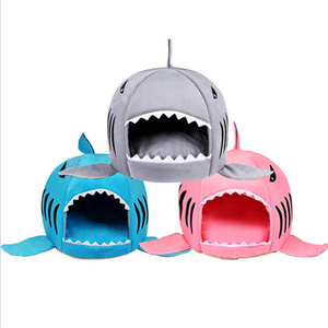 Washable Shark Pet Bed Cave Bed for Small Medium Dog Cat with Removable Cushion and Waterproof Bottom