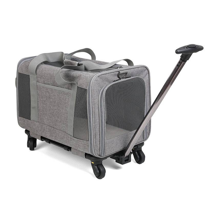 Manufacturer Wholesale Travel Supplies Foldable Small Dog Cat Trolley Pet Carrier on Wheels