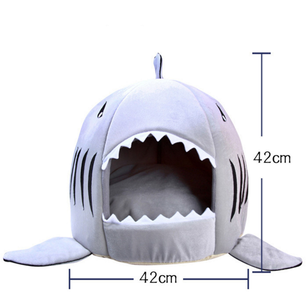 Washable Shark Pet Bed Cave Bed for Small Medium Dog Cat with Removable Cushion and Waterproof Bottom