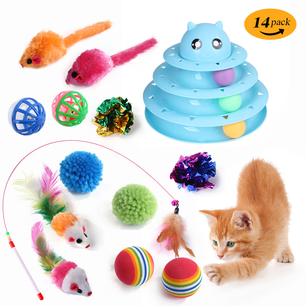 Cat Toys Set Kitten Toys Assortments Tunnel Interactive Feather Plaything Fluffy Mouse Cat Toys Variety Pack For Cat Kitten