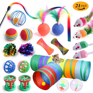 Cat Toys Set Kitten Toys Assortments Tunnel Interactive Feather Plaything Fluffy Mouse Cat Toys Variety Pack For Cat Kitten