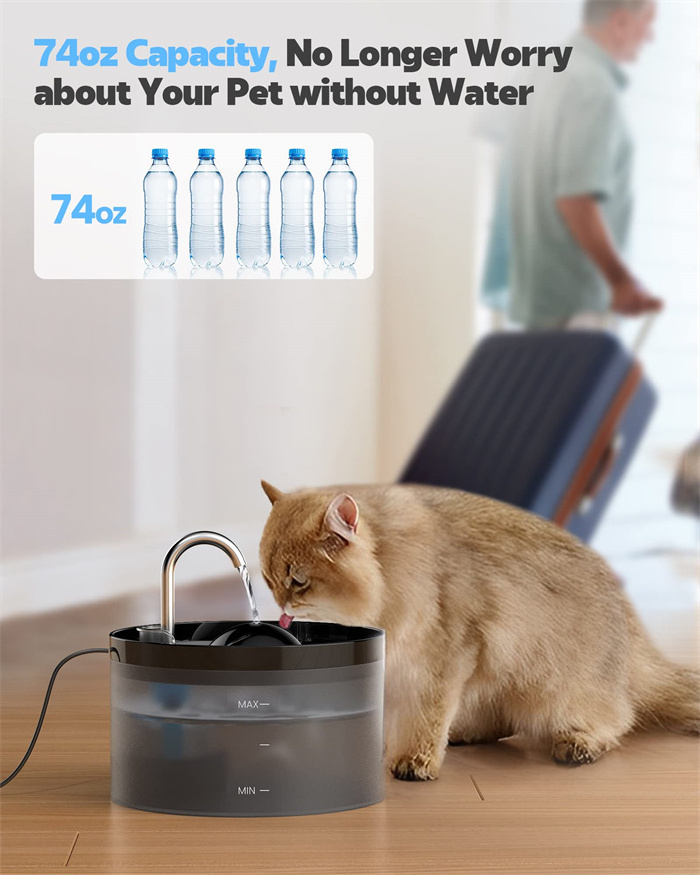 New Design Pet Dog Cat Water Fountain Ultra-quiet pump Activated Carbon filter keeps water fresh 2.2L faucet designed