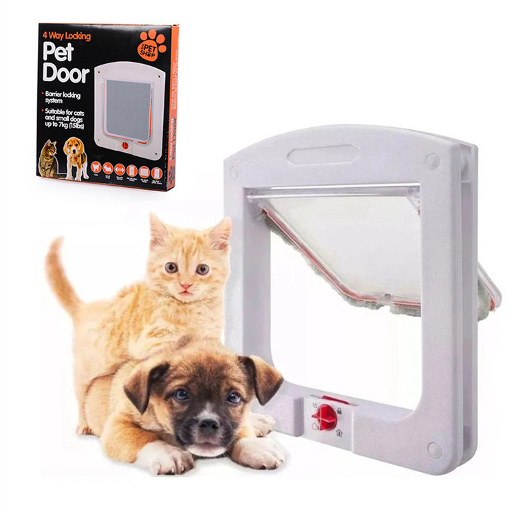 OEM ODM 2024 4 Way Locking Cats Door for Interior Exterior Doors Weatherproof Pet Large Cat Door Flap