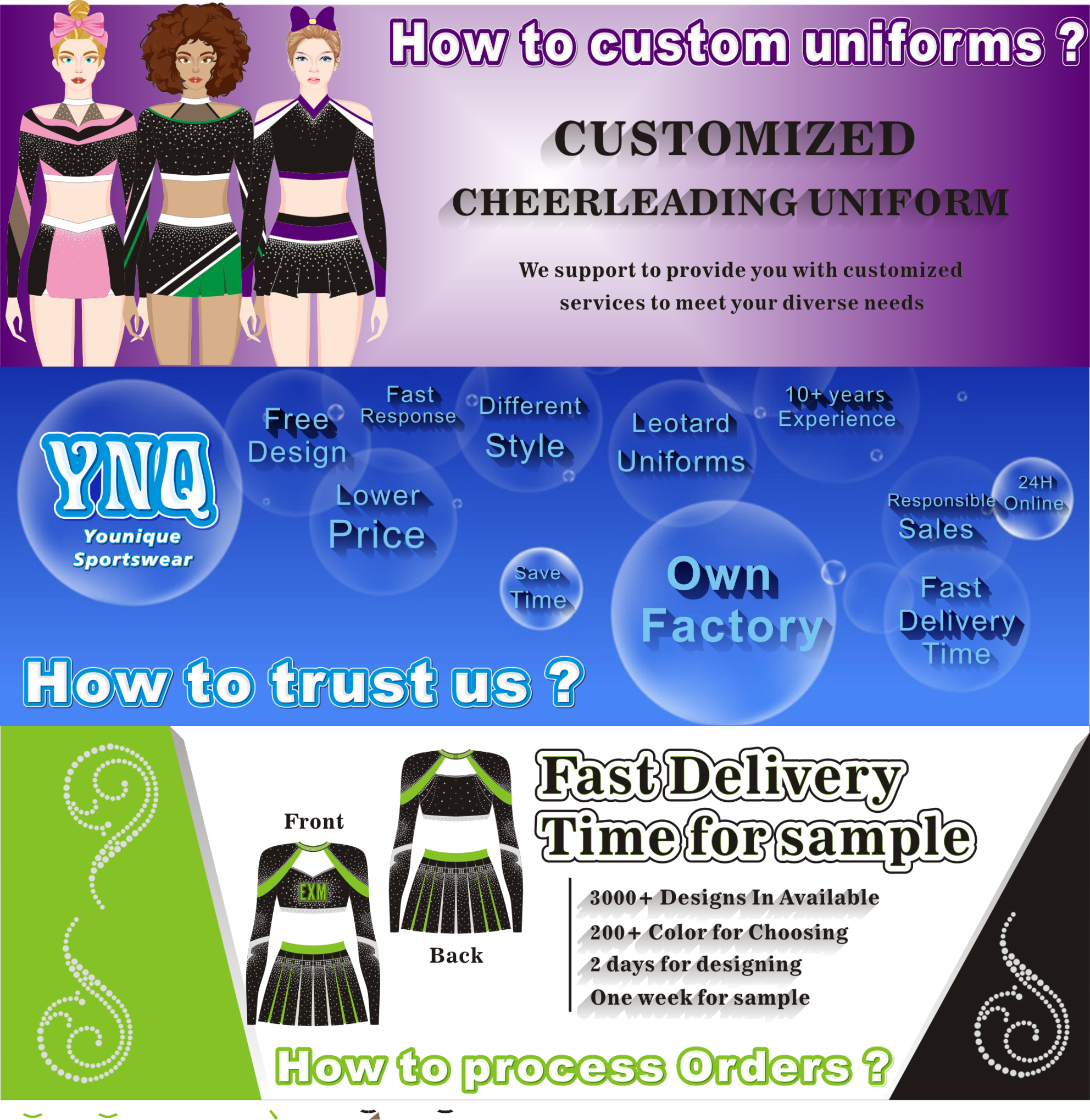 Custom Wholesale Performance Wear Fashion Design Youth Cheer Outfit Shiny Cheerleader Uniforms Blue Mini Shirt with Long Sleeve