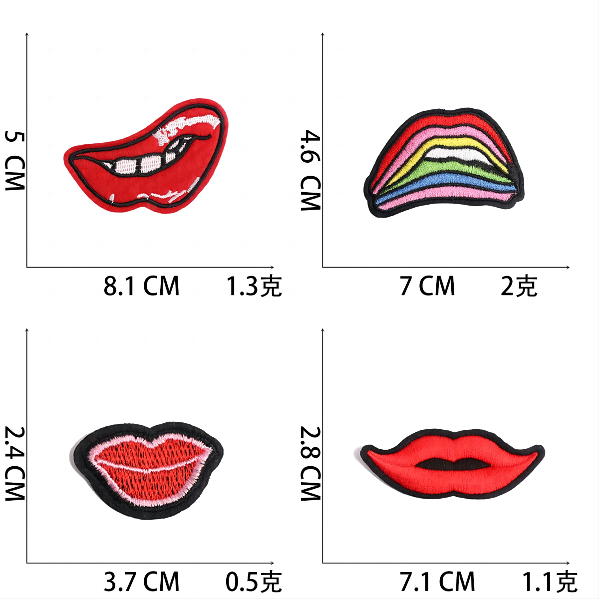 Sexy Lips Factory Price Heat Press Custom Embroidered Logo Wholesale Applique Patches Embroidery For Hats Clothes