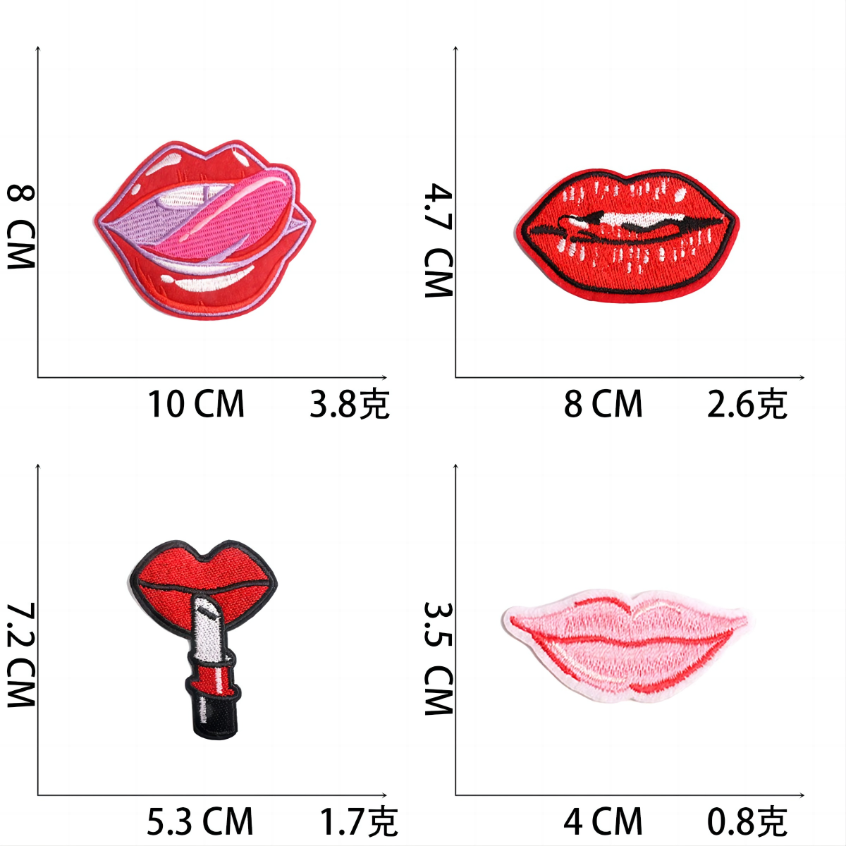 Sexy Lips Factory Price Heat Press Custom Embroidered Logo Wholesale Applique Patches Embroidery For Hats Clothes