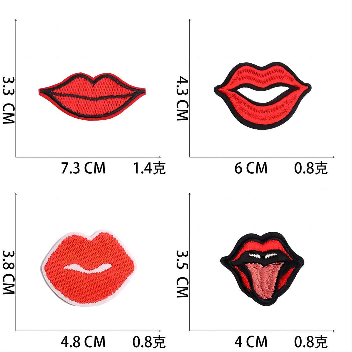 Sexy Lips Factory Price Heat Press Custom Embroidered Logo Wholesale Applique Patches Embroidery For Hats Clothes