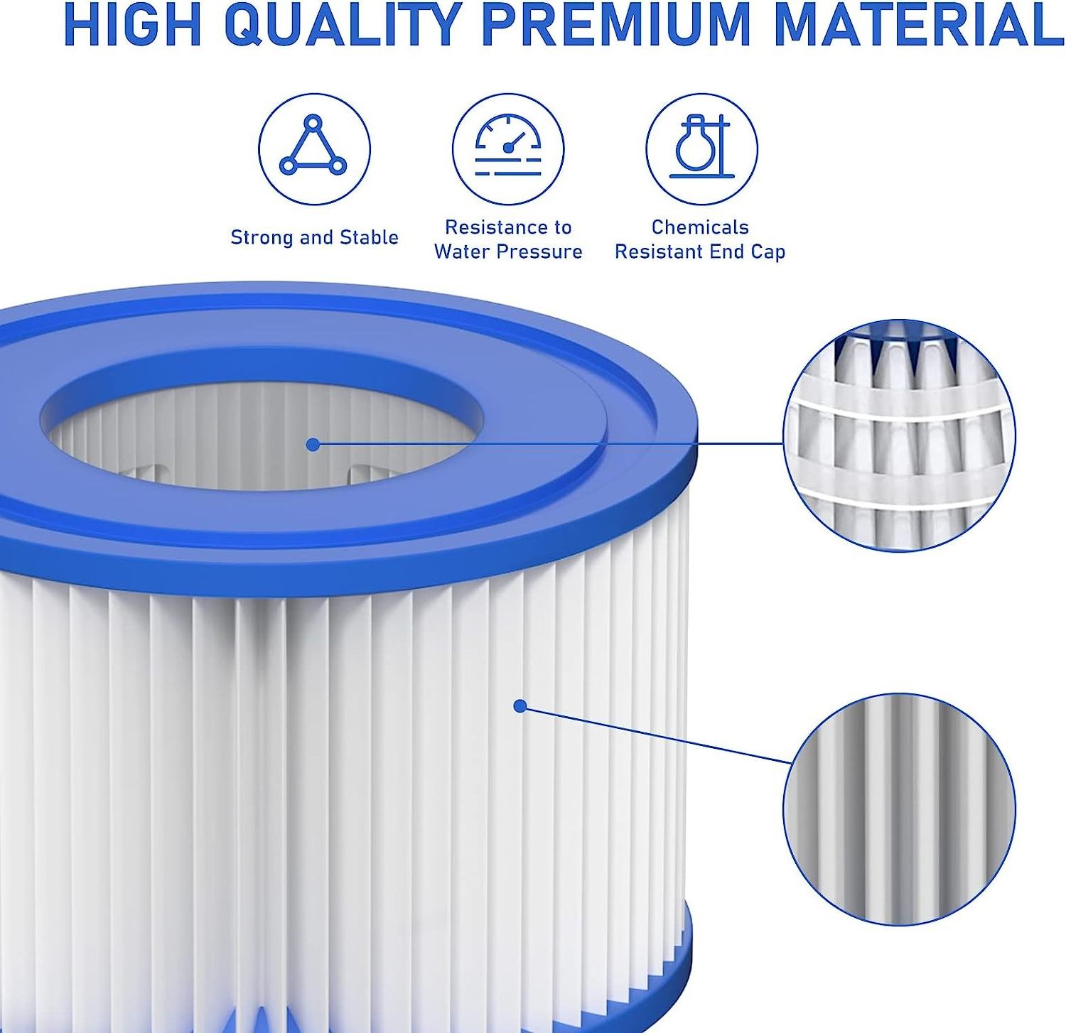 High Quality Pool Filter Cartridge Cleans Water Hot Tub Spa Filters Compatible with Pool Filter