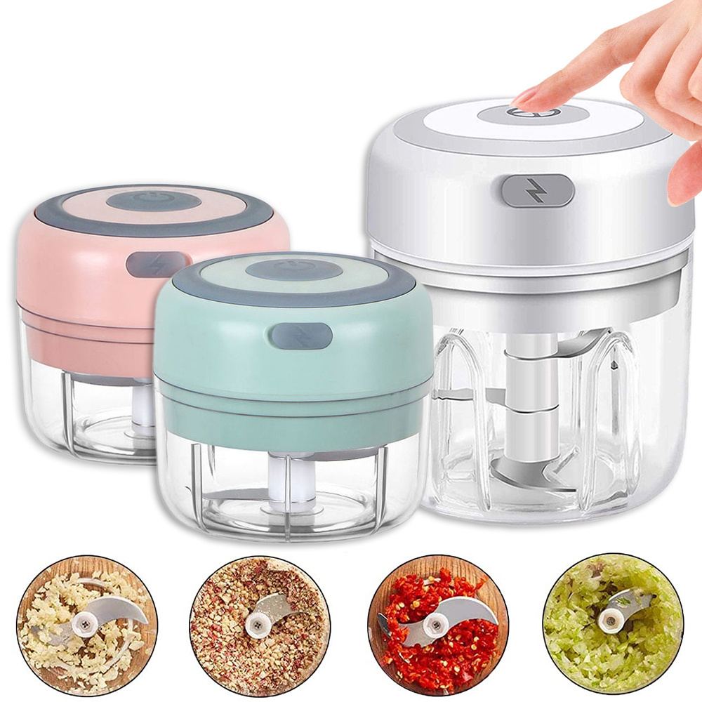 mini electric food garlic grinder chopper usb rechargeable vegetable crusher press meat fruit processor