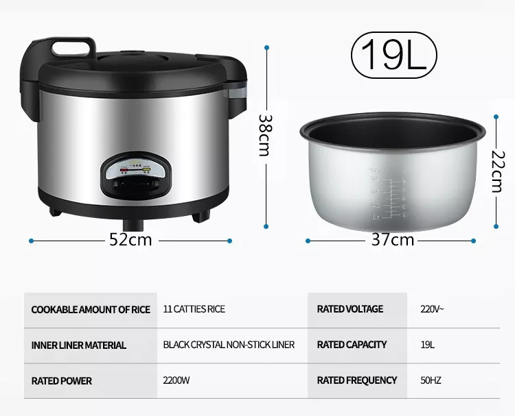 Large Capacity Big Size Commercial Electric Rice Cooker Stainless Steel ...