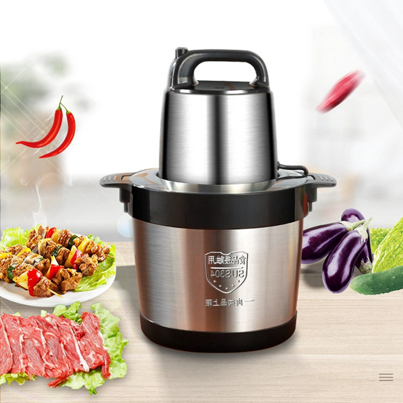 6L Capacity Electric Chopper Meat Grinder Mincer 1000W Food Processor Kitchen Slicer Garlic Vegetable Stainless Steel Silver OEM