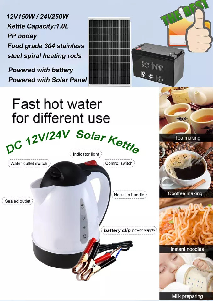 New 12V 24V DC Universal Car Kettle Car Insulation Cup Fast Heating Pot 1L Car Electric Kettle 12 Mechanical OEM Stainless Steel