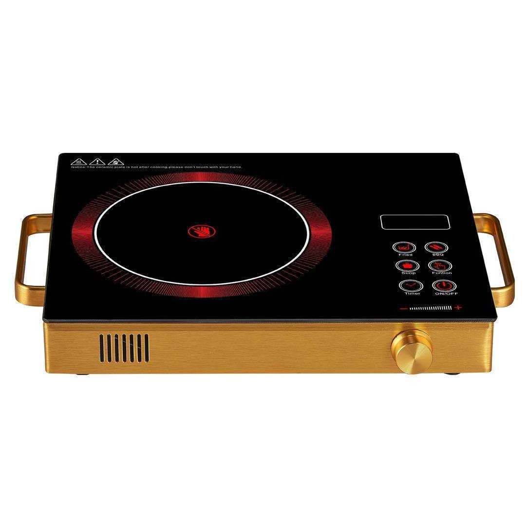 Black Micro crystal plate BBQ goldenStainless Steel body with Handle digital Infrared electric ceramic Cooker