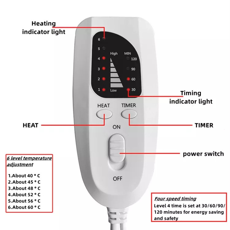 New Productn Intelligent Temperature Control Heating Timer Feet and Leg Warming Ultra Light Velvet Lining Electric Foot Warmer