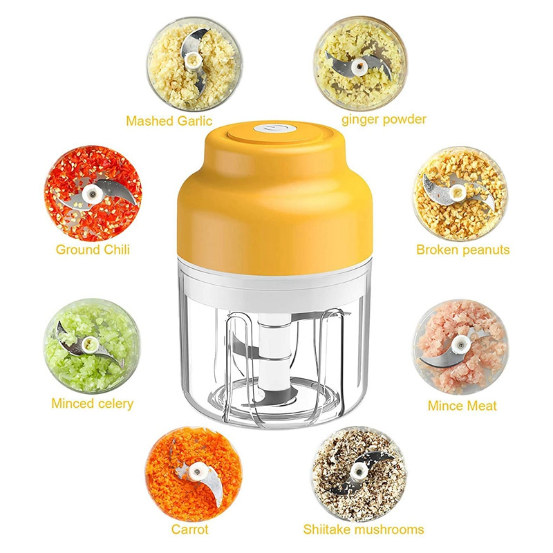 Mini Electric Vegetable Chopper Garlic Masher Crusher 250ML USB Rechar geable Ginger Meat Grinder Food Processor Kitchen Gadget