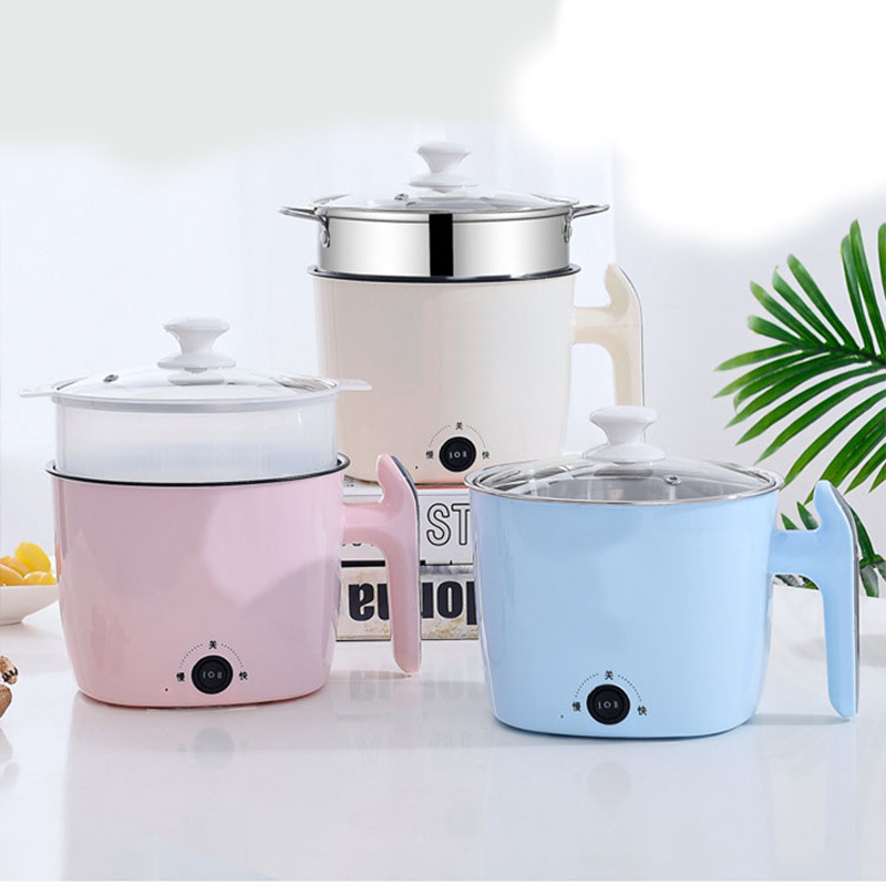 Multi Function Rice Cooker 3 Layer Electrical Food Steamer Mini Electric Hot Pot Stainless Steel OEM Tempered Glass Round 1.8L