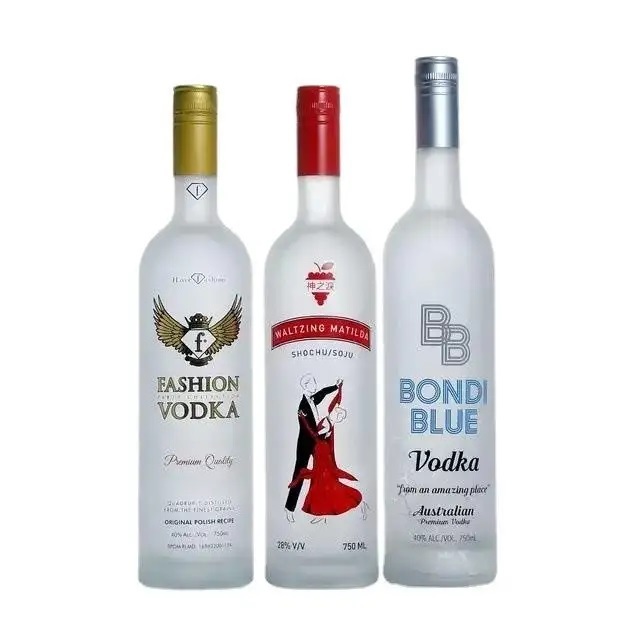 Round private label empty decorative vodka whiskey 750ml 1000ml glass wine bottles empty liquor bottles sale