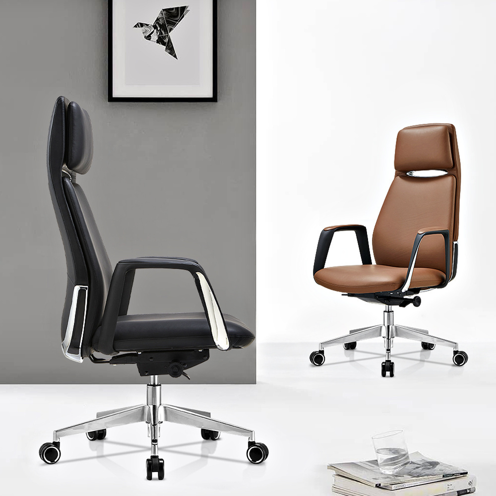 Factory Direct Brown Recliner Modern Pu Swivel Executive High Back Ergonomic Chairs For Leather Office Chair