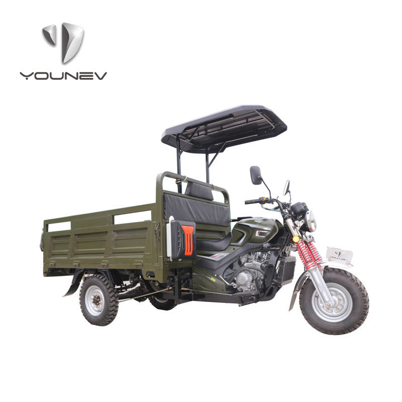 New Style 200cc Family Used Gasoline Motorized Tricycle Big Cargo Tricycle Motorized Tricycles Motorcycle with Roof