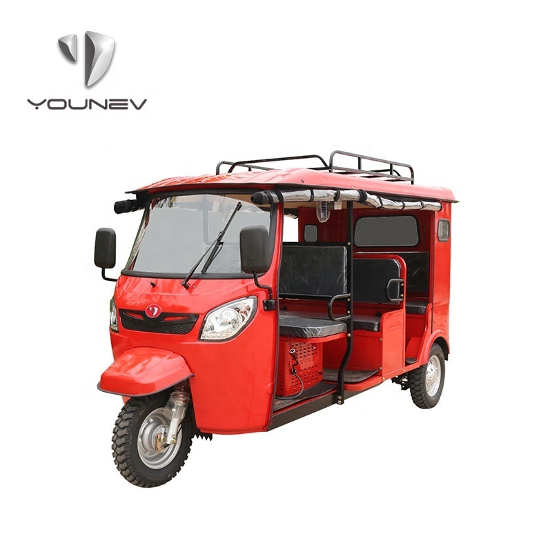 YOUNEV hot-selling  tuk tuk 7 passenger gasoline passenger three wheel tricycle with roof