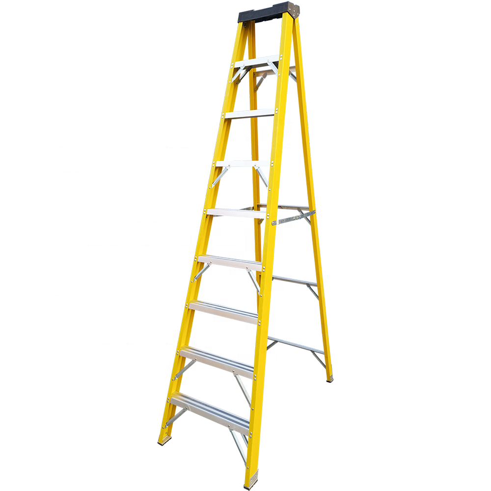 5 Steps Yellow Color Non-conducting Fiberglass Step Ladder For Electric Work