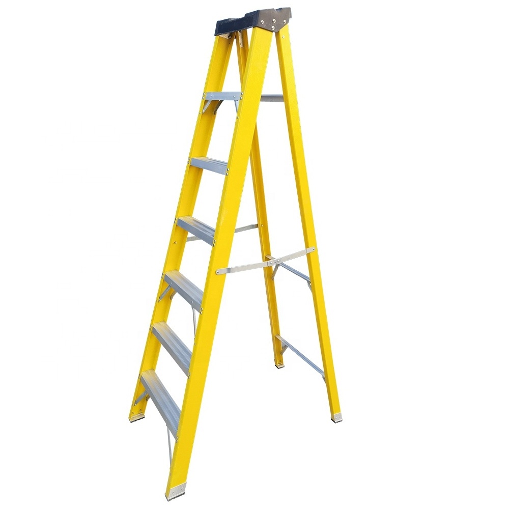 5 Steps Yellow Color Non-conducting Fiberglass Step Ladder For Electric Work