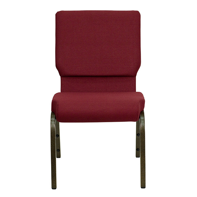 Free Sample Cheap Stackable Copper Metal Frame Red Chairs For Church Pulpit