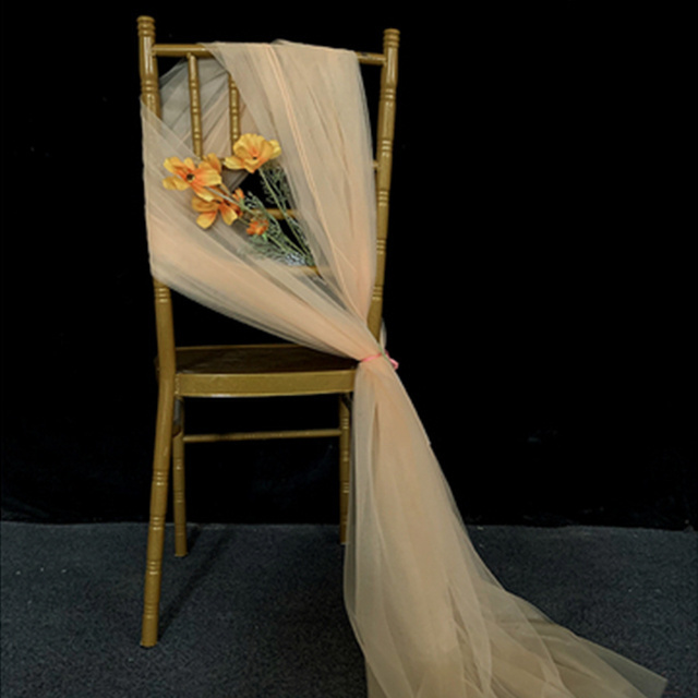 Fancy Satin Chiffon Curly Willow Ruffle Wedding Event With Hood Chair Decoration Sash