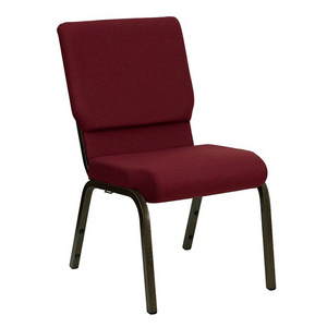 Free Sample Cheap Stackable Copper Metal Frame Red Chairs For Church Pulpit