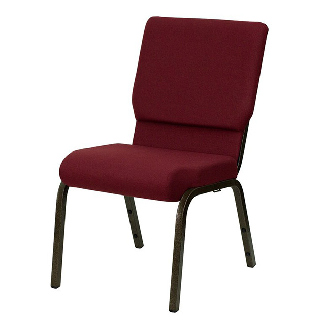 Free Sample Cheap Stackable Copper Metal Frame Red Chairs For Church Pulpit