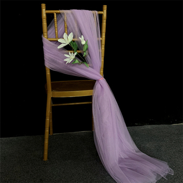 Fancy Satin Chiffon Curly Willow Ruffle Wedding Event With Hood Chair Decoration Sash