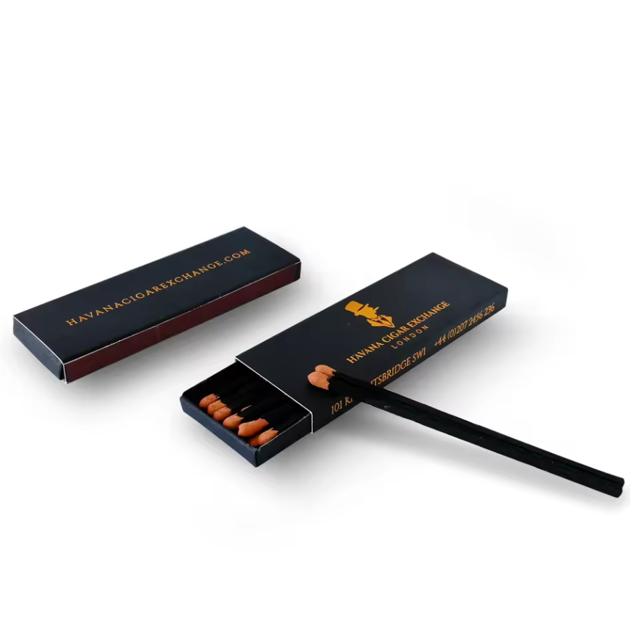 personalized luxury empty black custom printed long large paper safety match sticks matchsticks box with logo