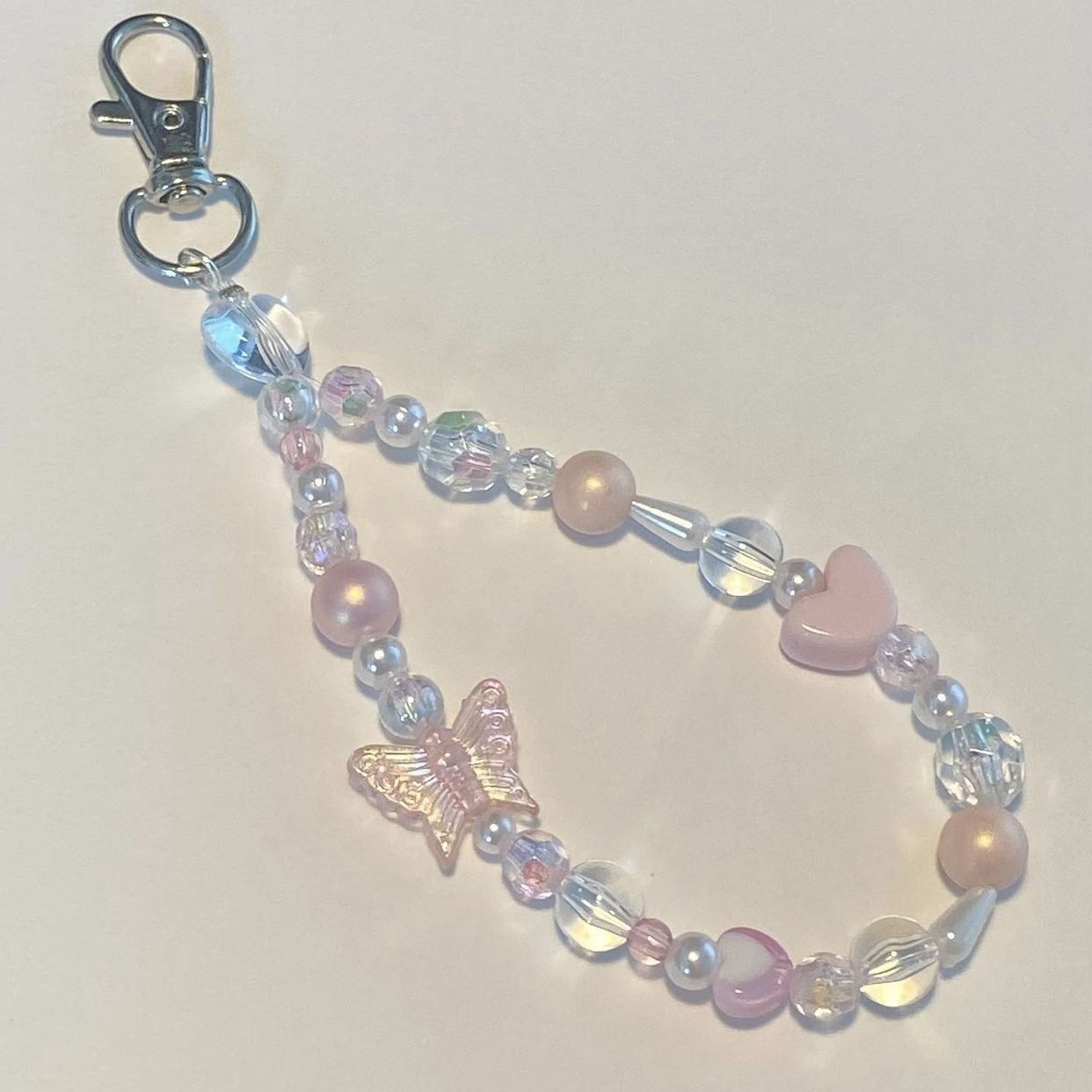 Custom fairy series keychain with crystal charms, crystal gemstones and butterfly and bow as gifts